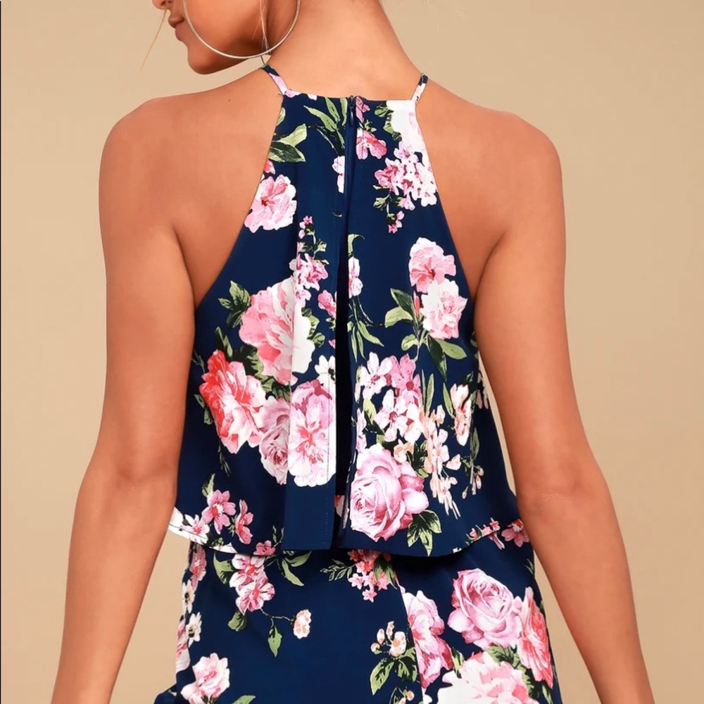 Lulus floral navy romper